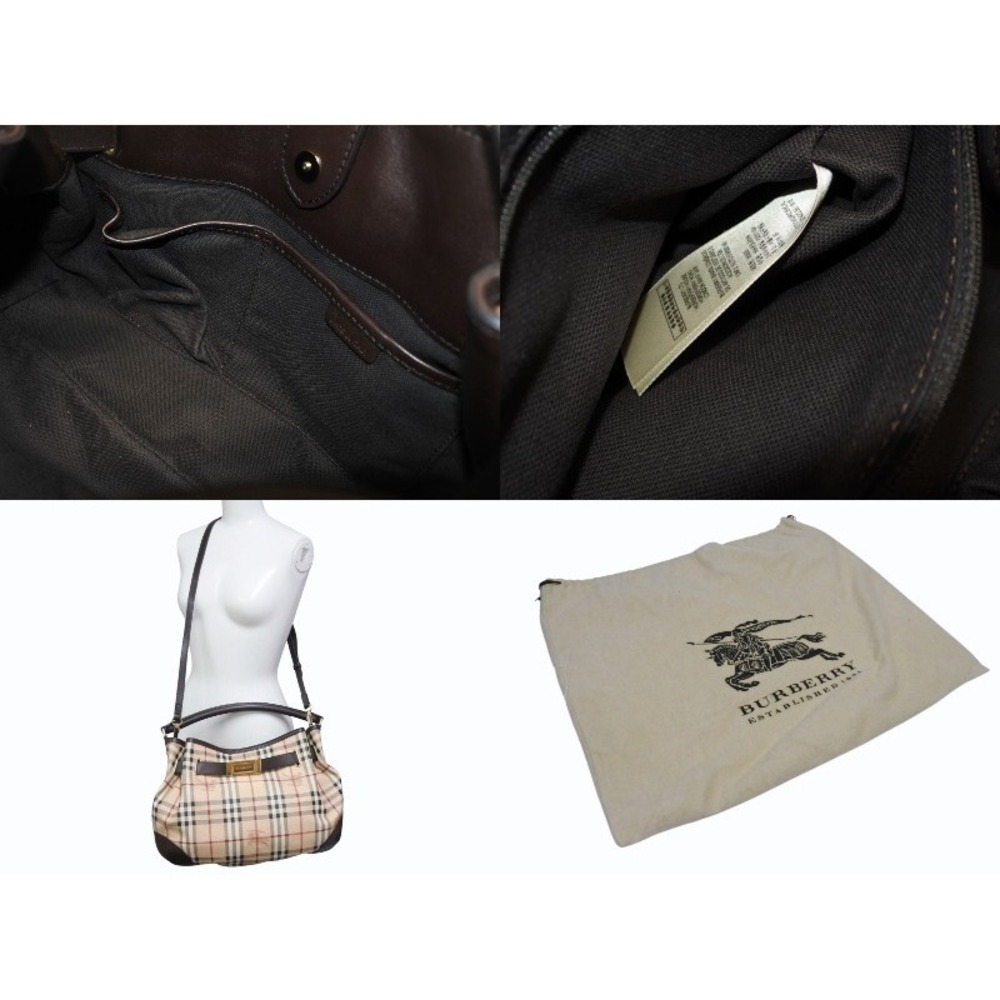 BURBERRY Nova Check Handbag Beige Tan Brown Leather Shoulder Bag - Picture 8 of 8
